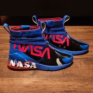 Men's Rock Deep Nasa Black and Blue High-Top Sneakers